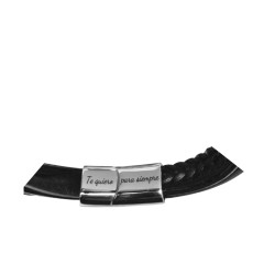 CUERO QUINTUPLE CRUZ CIERRE IMANTADO C/ TRABA TE QUIERO PARA SIEMPRE PULSERA