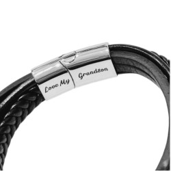 copy of CUERO QUINTUPLE CRUZ CIERRE IMANTADO C/ TRABA LOVE MY GRANDSON PULSERA