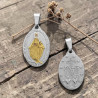 BICOLOR 13*19MM VIRGEN MEDALLA MILAGROSA C/ RELIEVE OVALADA AMBAS CARAS DIJE