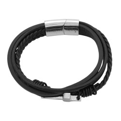 CUERO QUINTUPLE CRUZ CIERRE IMANTADO C/ TRABA TE QUIERO PARA SIEMPRE PULSERA