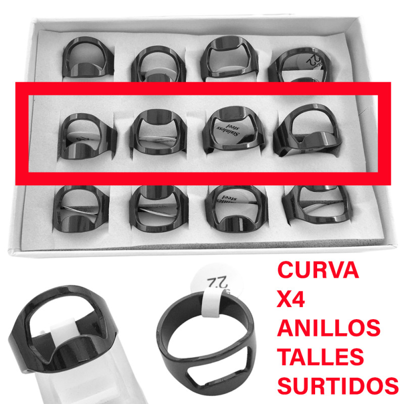 NEGRO CURVA X4 UNIDADES DESTAPADOR BOTELLA ANILLO