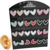 BLISTER x12 PARES CORAZON 6 COLORES C/ BORDE STRASS ARO