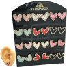 DORADO BLISTER x12 PARES CORAZON 6 COLORES C/ BORDE STRASS ARO