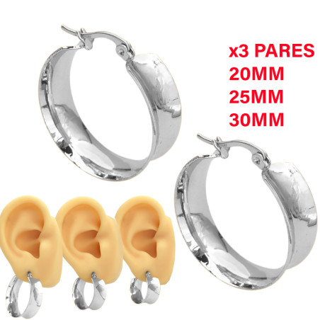 3 PARES (20-25 Y 30MM) CONCAVA ARGOLLAS CIERRE ITALIANO ARO