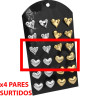X4 PARES PLATEADO Y DORADO CORAZON ARRUGADO Y BOMBEARO