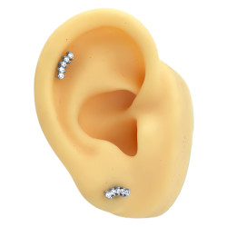 UNIDAD MINI (3.5*9MM) CINCO CUBIC ZIRCON HELIX TREPADOR ROSCA INTERNA PIERCING