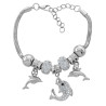 TIPO PANDORA 1 DELFIN C/ STRASS Y 2 LISOS 3.4MM - 17+4CM FANTASIA FINA PULSERA