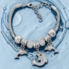 TIPO PANDORA 1 DELFIN C/ STRASS Y 2 LISOS 3.4MM - 17+4CM FANTASIA FINA PULSERA