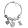 TIPO PANDORA CORAZON C/ STRASS 1 CORAZON LISO 1 OSITO 3.4MM - 17+4CM FANTASIA FINA PULSERA