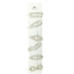 BLISTER X6 UNIDADES FORMAS CON PERLAS HEBILLA BROCHE