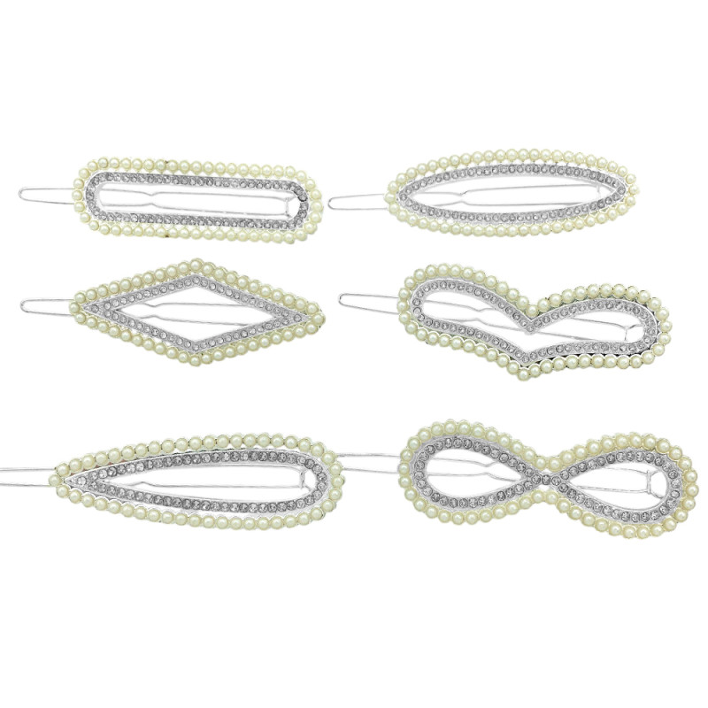 BLISTER X6 UNIDADES FORMAS CON PERLAS HEBILLA BROCHE
