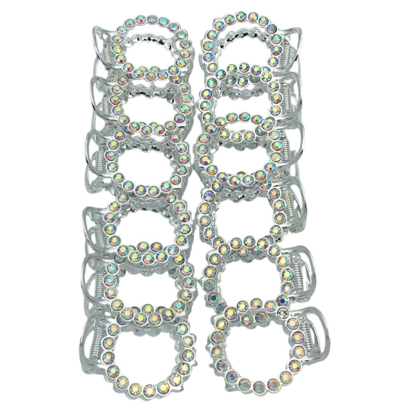 BLISTER X12 UNIDADES CIRCULOS MEDIANOS 3.5CM C/ STRASS AB TORNASOLADOS COCODRILO