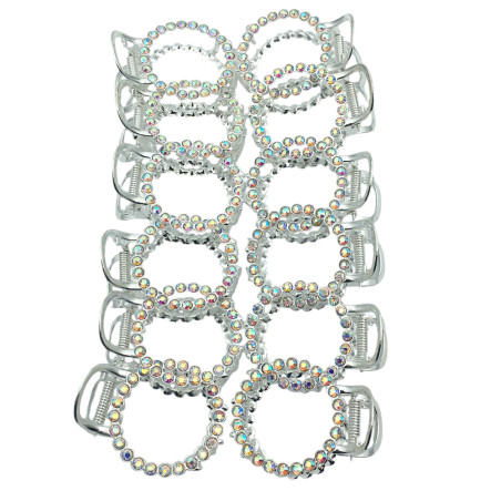 BLISTER X12 UNIDADES CIRCULOS GRANDES 5CM C/ STRASS AB TORNASOLADOS COCODRILO