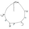 PULSERA 17+5CM REGULABLE LUNAS ESTRELLAS STRASS ACERO