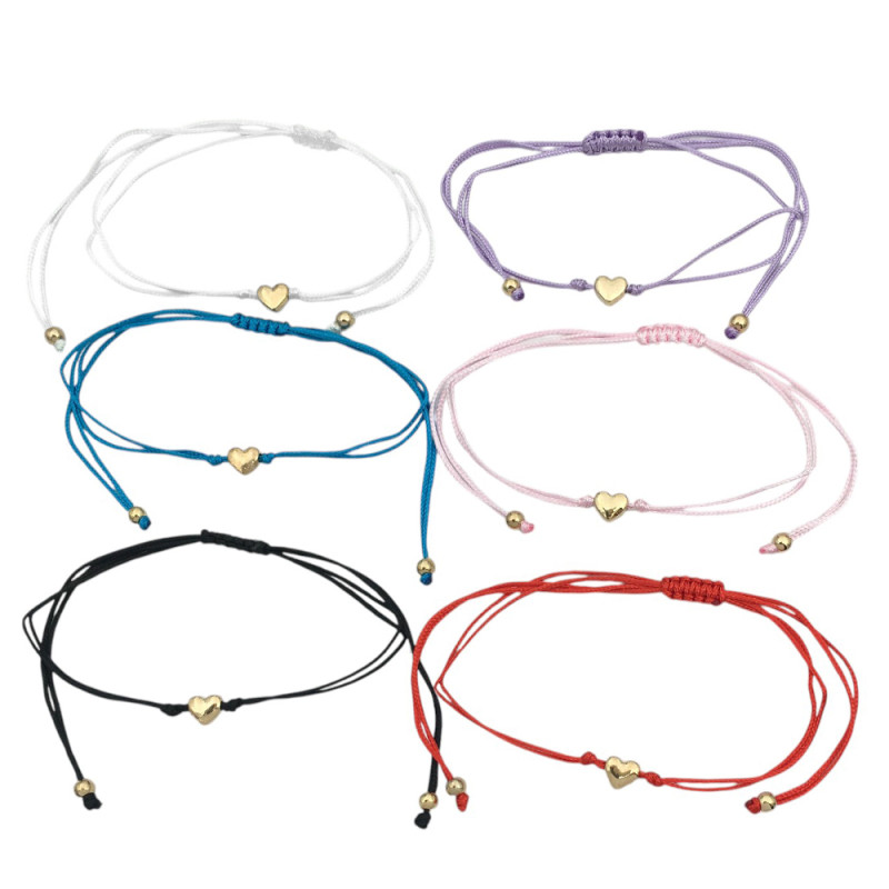 DORADO x6 UNIDADES HILO CORAZON 3D 6 COLORES SURTIDOS PULSERA / TOBILLERA