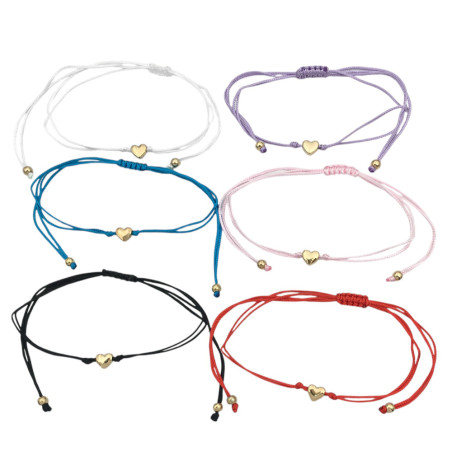 DORADO x6 UNIDADES HILO CORAZON 3D 6 COLORES SURTIDOS PULSERA / TOBILLERA