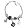 TIPO PANDORA NEGRO 3 TREBOLES 3.4MM - 17+4CM FANTASIA FINA PULSERA