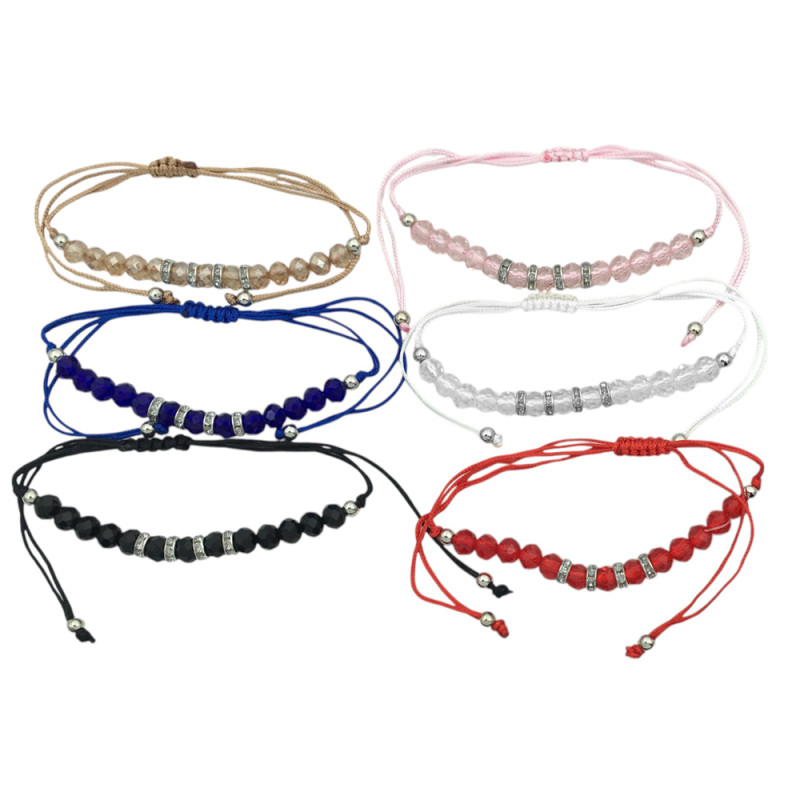 X6 HILO CUENTAS GRANDES Y CILINDROS 6 COLORES SURTIDOS PULSERA / TOBILLERA
