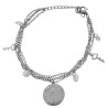 PULSERA 17.5+5CM REGULABLE 2 CADENAS SAN BENITO LLAVES Y CUBIC ZIRCON ACERO