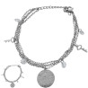 PULSERA 17.5+5CM REGULABLE 2 CADENAS SAN BENITO LLAVES Y CUBIC ZIRCON ACERO