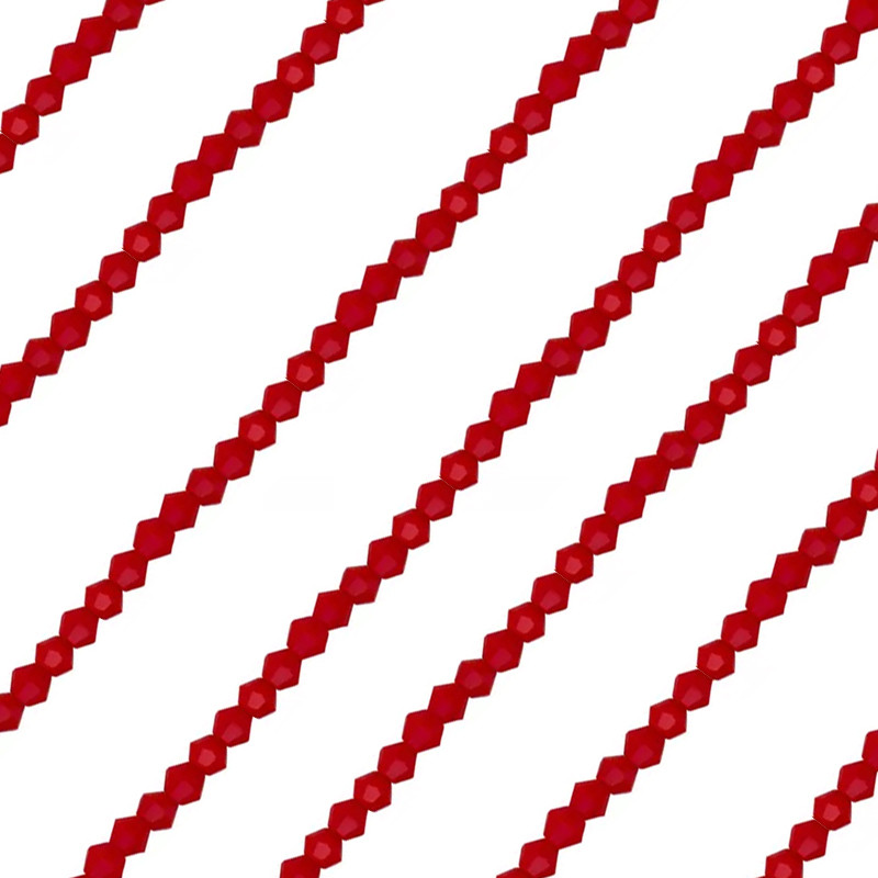 6MM CONO ROJO PLENO FACETADO PERFORADO VIDRIO TIRA