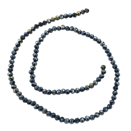 3MM NEGRO TORNASOLADO AB CUENTA FACETADA PERFORADA VIDRIO TIRA