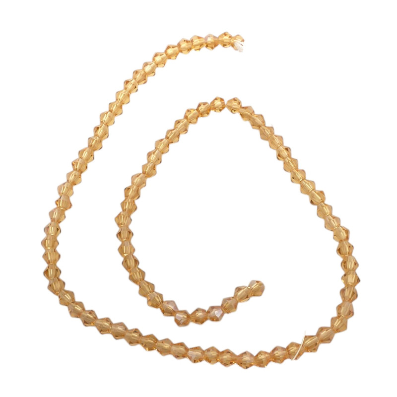 4MM CONO DORADO TRASLUCIDO FACETADO PERFORADO VIDRIO TIRA