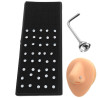 BLISTER x40 PERNO CURVO NARIZ 3MM C/ STRASS CRISTAL NOSTRIL PIERCING