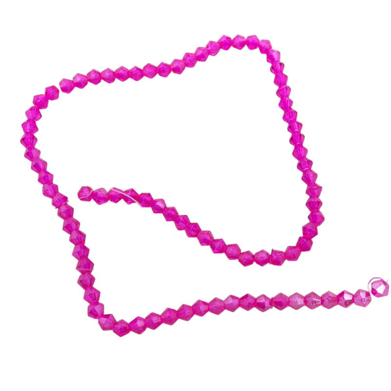 4MM CONO FUCSIA TRASLUCIDO FACETADO PERFORADO VIDRIO TIRA