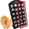 MEDIO BLISTER X6 PARES 2.5MM ESPESOR SURTIDOS CIRCULO - ESTRELLA - LUNA AROS