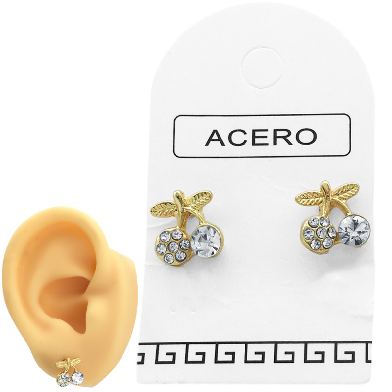 DORADO 1 PAR CEREZAS DE CUBIC Y STRASS AROS