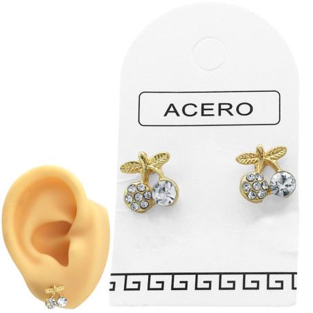 DORADO 1 PAR CEREZAS DE CUBIC Y STRASS AROS