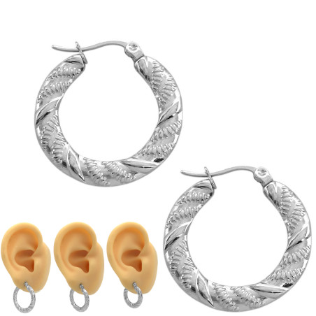 3 PARES 20-22.5-25MM C/ RELIEVE SEMI TRENZADO ARGOLLAS SEMIPLANA CIERRE ITALIANO ARO