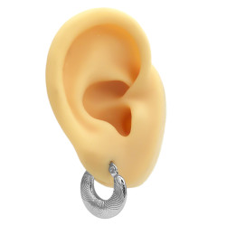 1 PAR 20MM C/ RELIEVE DE ONDAS TIPO CANASTITA ARGOLLAS CIERRE ITALIANO ARO