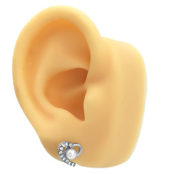 1 PAR PARES CORAZON CENTRO PERLA Y STRASS ARO