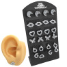 BLISTER x12 PARES 6 FORMAS DISTINTAS C/ STRASS ARO