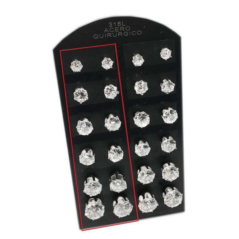 MEDIO BLISTER VERTICAL 6 PARES SURTIDOS COPITA 6/8/10mm CUBIC ZIRCON AROS