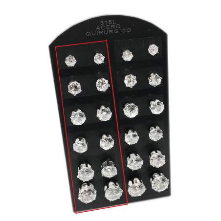 MEDIO BLISTER VERTICAL 6 PARES SURTIDOS COPITA 6/8/10mm CUBIC ZIRCON AROS