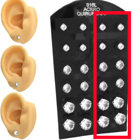 X6 PARES SURTIDOS COPITA 3 - 4 - 5MM CUBIC ZIRCON AROS