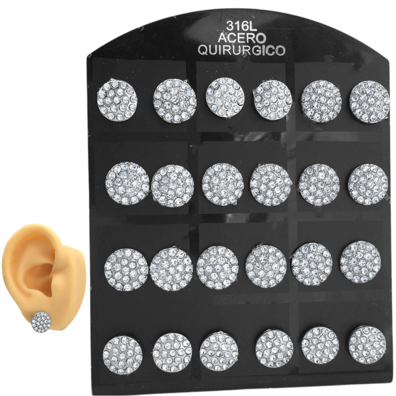 BLISTER x12 PARES CIRCULO C/ MUCHOS STRASS ARO