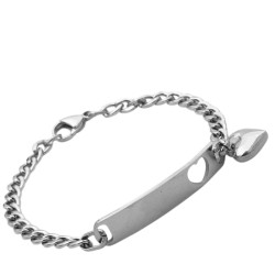 CORAZONES Y GROUMET PLANA P/ GRABAR 1.4NK (5MM) - 21CM IDENTIFICACION PULSERA