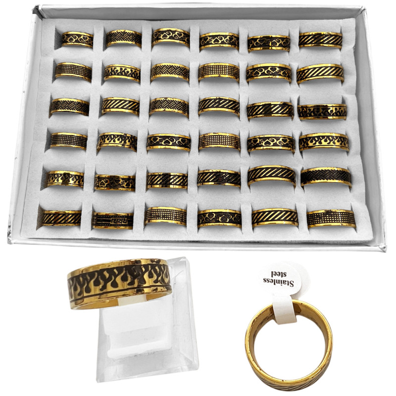 DORADO CAJA X36 DISEÑOS SURTIDOS 8MM ANCHO M:2035 ANILLO