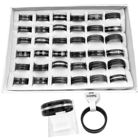 NEGRO CAJA X36 DISEÑOS SURTIDOS 8MM ANCHO M:2036 ANILLO