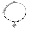 NUDO DE BRUJA PERLAS Y RECTANGULOS NEGROS FACETADOS 20+5CM ROLO CUADRADA PULSERA / TOBILLERA