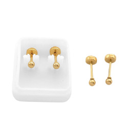 DORADO x12 PARES SURTIDOS TAMAÑO 2 / 3 Y 4MM BOLITA ACERO ABRIDOR ARO