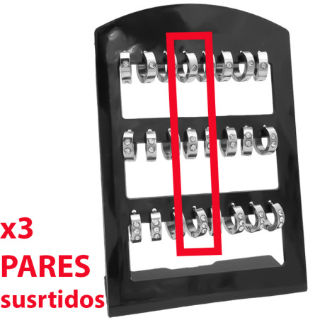 X3 PARES BISAGRA C/ 1 - 2 O 3 STRASS ARO