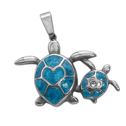 DOS TORTUGAS 3D AZULES C/ RELIEVE DIJE