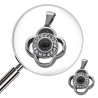 FLOR TREBOL C/ SIMIL ONIX Y CIRCULO DE VARIOS STRASS DIJE