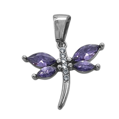 LIBELULA C/ ALAS CUBIC VIOLETA Y CENTRO CRISTAL DIJE
