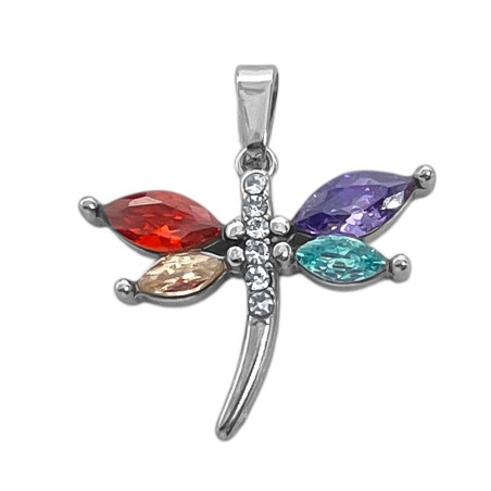 LIBELULA C/ ALAS CUBIC 4 COLORES Y CENTRO CRISTAL DIJE